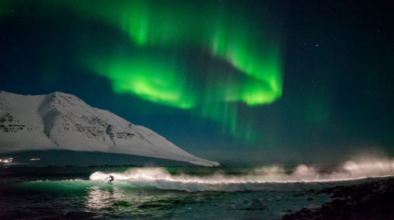 Surfing Under the Northern Lights