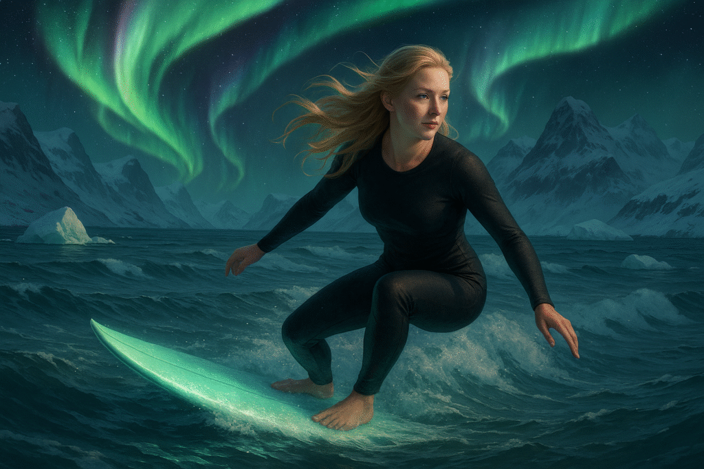 Surfing Under the Northern Lights